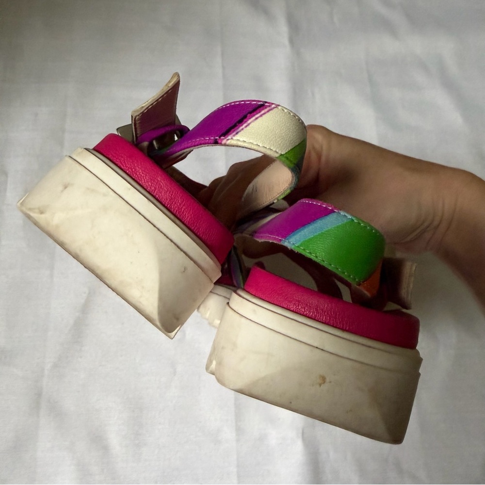 Baldinini 100% leather Italian colorful comfort flat sandals size 38.5 - Picture 4 of 6